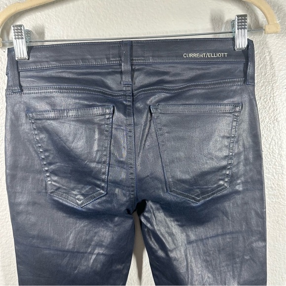 Current Elliot The Ankle Skinny Blue Coated Jeans Women's 25 Navy Wax Fitted - Picture 7 of 8